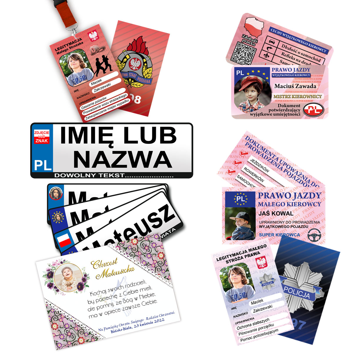 Personalziowane gadżety dla dzieci i śmieszne dokumenty